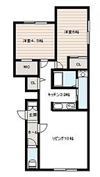 札幌市南区澄川三条4丁目マンション 2LDKの間取図画像