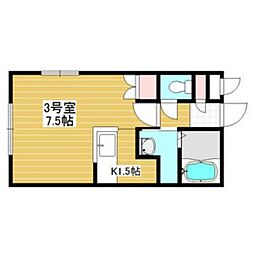 M.5.3 1Kの間取図画像