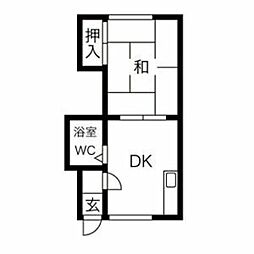 タイセイビル 1DKの間取図画像
