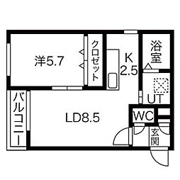 ポラリス3 1LDKの間取図画像