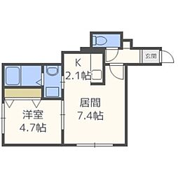 ヴィヴァーチェ4 1DKの間取図画像