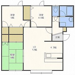 パラドール石山2 3LDKの間取図画像