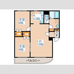 クレスト6・6 2LDKの間取図画像