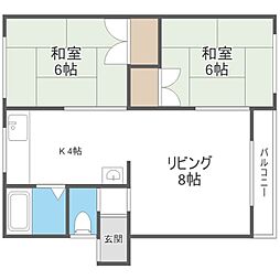 グリーンハイツC 2LDKの間取図画像