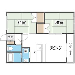グリーンハイツC 2LDKの間取図画像