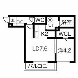 Excel澄川 1LDKの間取図画像