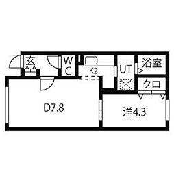 ブランノワールネージュ1 1LDKの間取図画像