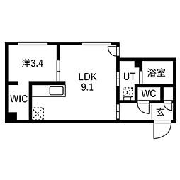 Proud3・4(プラウド3・4) 1LDKの間取図画像