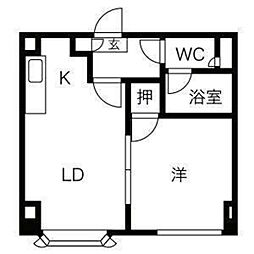 モア澄川 1DKの間取図画像