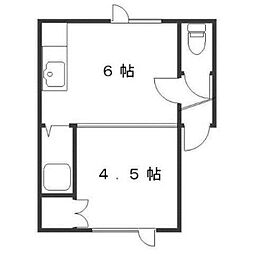 川沿中央ハイツA 1DKの間取図画像