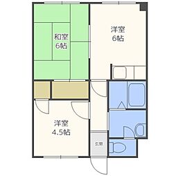 井内ハイデンス 2DKの間取図画像