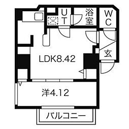 パークヒルズ澄川4-2 1DKの間取図画像