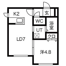 フォートレス真駒内 1LDKの間取図画像