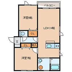 メゾン・クレール 2LDKの間取図画像