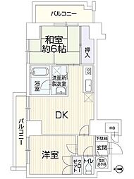 ライオンズマンション博多 2DKの間取図画像