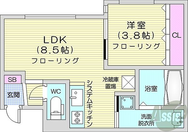 北海道札幌市中央区南十条西1丁目(賃貸マンション1LDK・5階・32.68㎡)の写真 その2