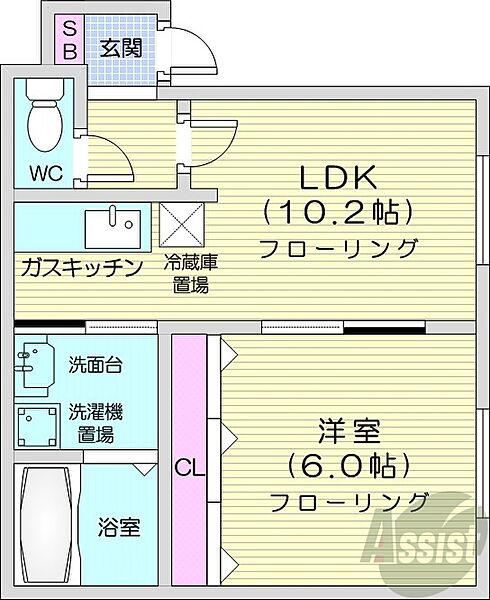 イールドN22 ｜北海道札幌市東区北二十二条東7丁目(賃貸アパート1LDK・2階・37.64㎡)の写真 その2