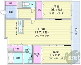 北海道札幌市西区山の手一条12丁目（賃貸マンション2LDK・3階・73.24㎡） その2