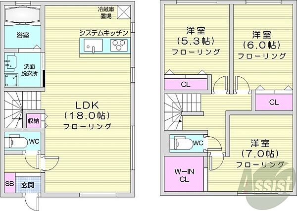 北海道札幌市豊平区西岡三条1丁目(賃貸タウンハウス3LDK・1階・89.43㎡)の写真 その2