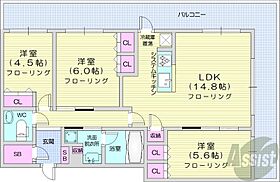 北海道札幌市中央区南二条西3丁目（賃貸マンション3LDK・16階・70.48㎡） その2