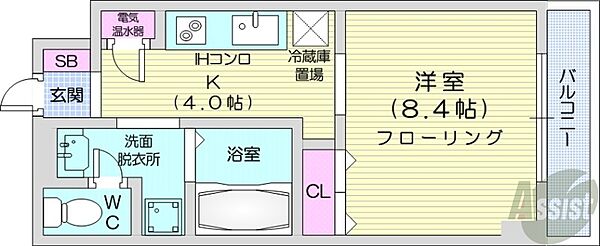北海道札幌市中央区北一条西23丁目(賃貸マンション1K・7階・30.30㎡)の写真 その2