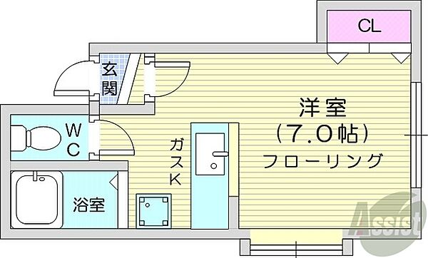 アークコート北25条 ｜北海道札幌市北区北二十五条西18丁目(賃貸アパート1K・2階・16.50㎡)の写真 その2