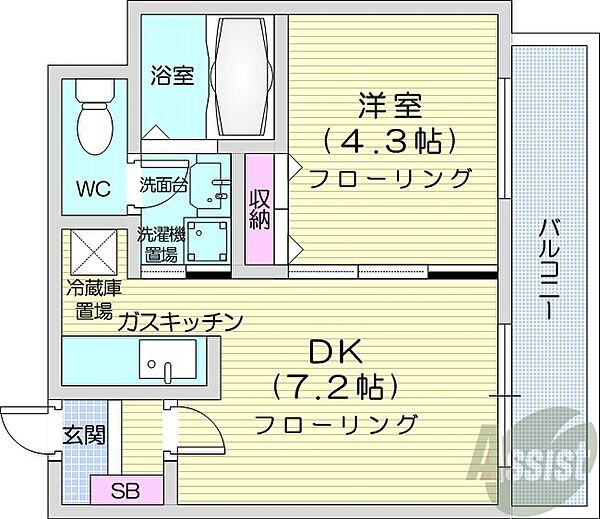 フランセジュール北20条 ｜北海道札幌市北区北二十条西7丁目(賃貸マンション1DK・3階・27.83㎡)の写真 その2