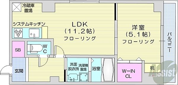 北海道札幌市中央区南一条西10丁目(賃貸マンション1LDK・3階・40.48㎡)の写真 その2