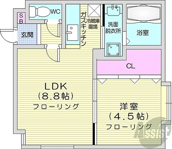 北海道札幌市中央区南八条西10丁目(賃貸アパート1LDK・2階・30.76㎡)の写真 その2