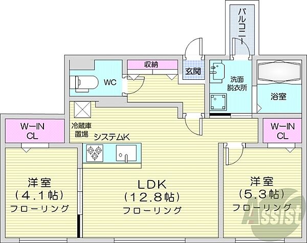 北海道札幌市中央区南九条西15丁目(賃貸マンション2LDK・2階・54.22㎡)の写真 その2