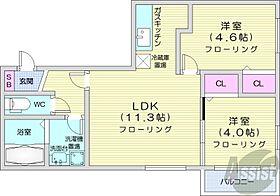 北海道札幌市中央区宮の森三条5丁目（賃貸マンション2LDK・1階・44.06㎡） その2