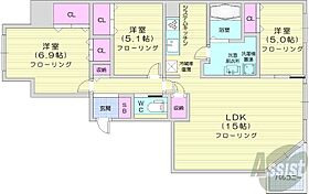 北海道札幌市中央区南五条西22丁目（賃貸マンション3LDK・2階・73.03㎡） その2