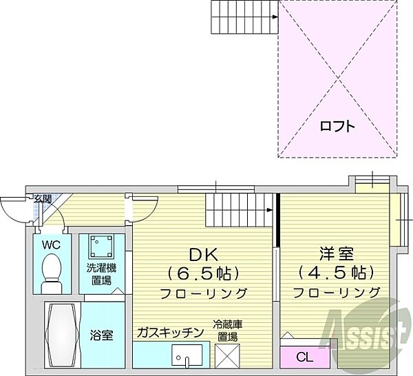 北海道札幌市中央区南六条西12丁目(賃貸アパート1DK・3階・23.33㎡)の写真 その2