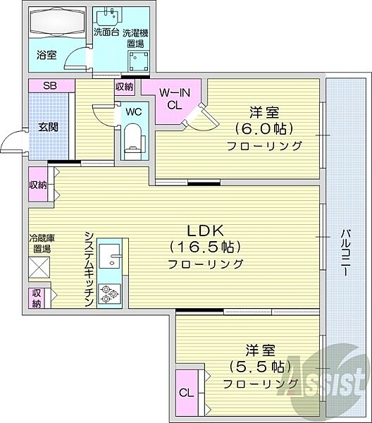 北海道札幌市中央区南二条西3丁目(賃貸マンション2LDK・10階・65.40㎡)の写真 その2