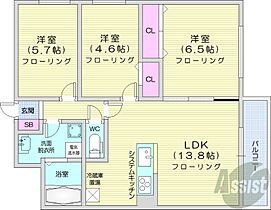 北海道札幌市中央区北四条西18丁目（賃貸マンション3LDK・9階・66.08㎡） その2