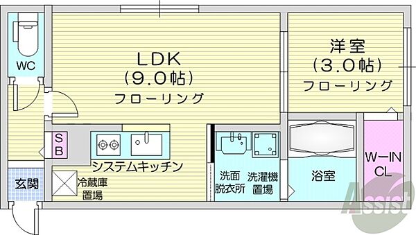 北海道札幌市中央区南六条西15丁目(賃貸マンション1LDK・2階・30.08㎡)の写真 その2