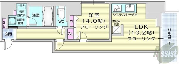 北海道札幌市中央区南三条東4丁目(賃貸マンション1LDK・9階・37.01㎡)の写真 その2