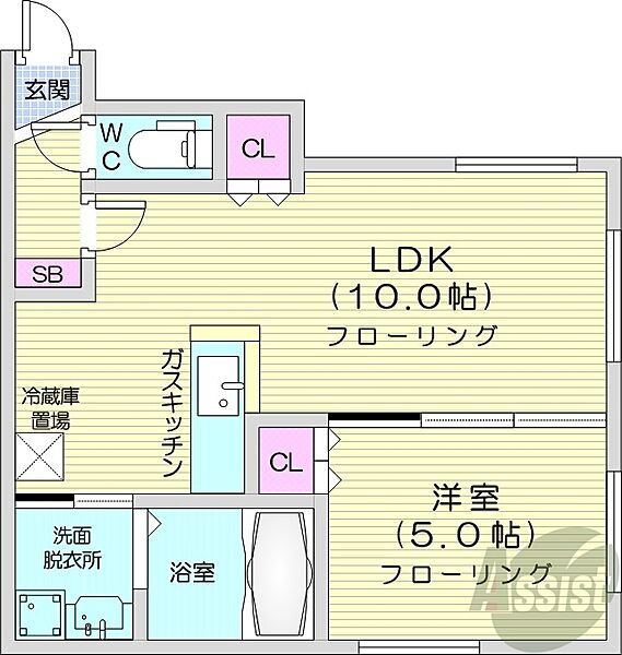 北海道札幌市中央区南四条西12丁目(賃貸マンション1LDK・4階・34.65㎡)の写真 その2