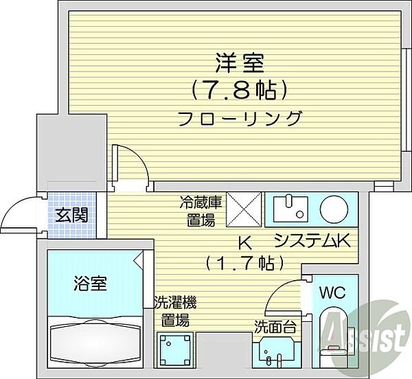 北海道札幌市中央区南六条西8丁目(賃貸マンション1K・2階・23.86㎡)の写真 その2