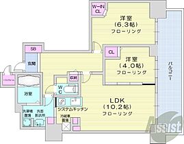 北海道札幌市中央区南七条西1丁目（賃貸マンション2LDK・8階・53.08㎡） その2