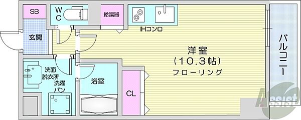 バロンドール ｜北海道札幌市北区北八条西4丁目(賃貸マンション1R・4階・30.80㎡)の写真 その2