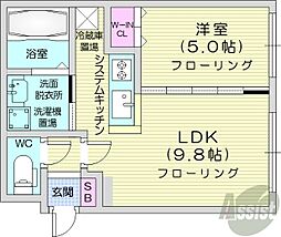 札幌市営東西線 西28丁目駅 徒歩2分の賃貸マンション 3階1LDKの間取り