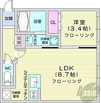 北海道札幌市中央区南七条西26丁目（賃貸マンション1LDK・4階・32.48㎡） その2