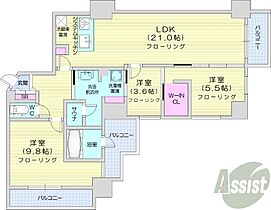 北海道北広島市中央5丁目（賃貸マンション3LDK・6階・92.59㎡） その2