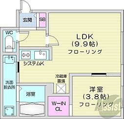 札幌市営東西線 南郷18丁目駅 徒歩8分の賃貸マンション 4階1LDKの間取り