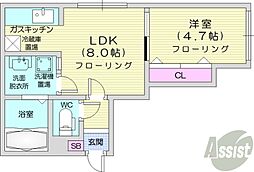 アナーズコテージA 1LDKの間取図画像
