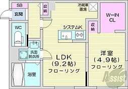 仮)アーバス南円山 1LDKの間取図画像