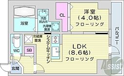 札幌市営南北線 すすきの駅 徒歩7分の賃貸マンション 10階1LDKの間取り