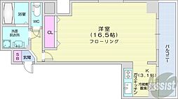 札幌市中央区北二条東12丁目マンション 1Kの間取図画像