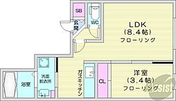 札幌市西区西野一条5丁目マンション 1LDKの間取図画像